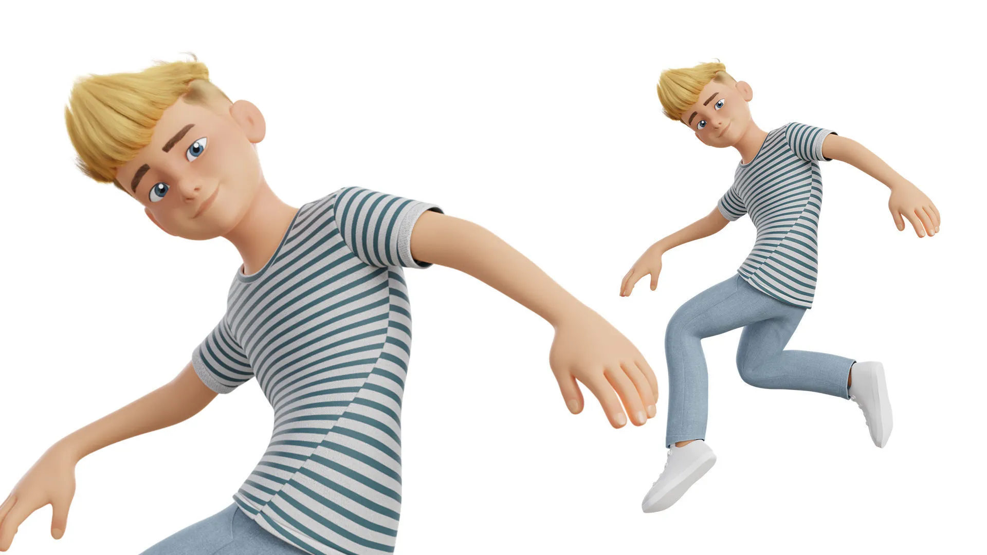 Cartoon White Teen Boy render 4